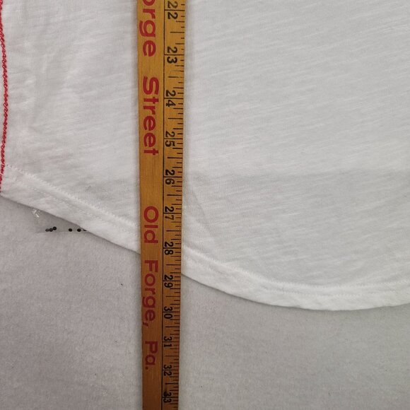 FDJ French Dressing Exotica Print Tee M White Multicolor Short Sleeve Sparkle Ne - Picture 13 of 13